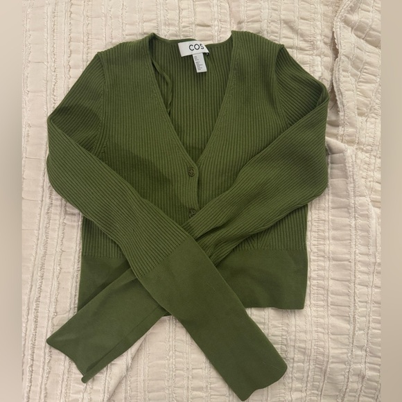 COS Ribbed Knit Merino Wool Cropped Cardigan Sz S - Picture 3 of 5